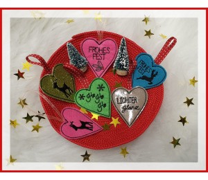 Stickserie ITH - Anhänger Weihnachtsherzen